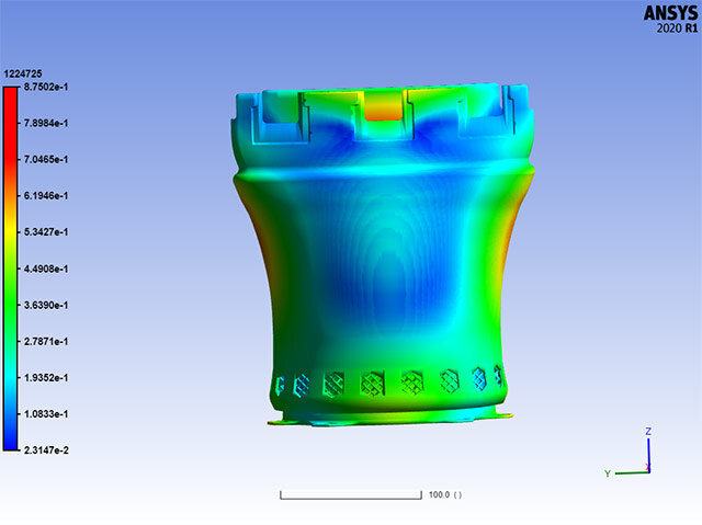 Ansys Additive accurately predicts transition print distortion validated post-print